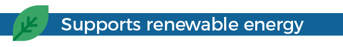 Supports renewable energy