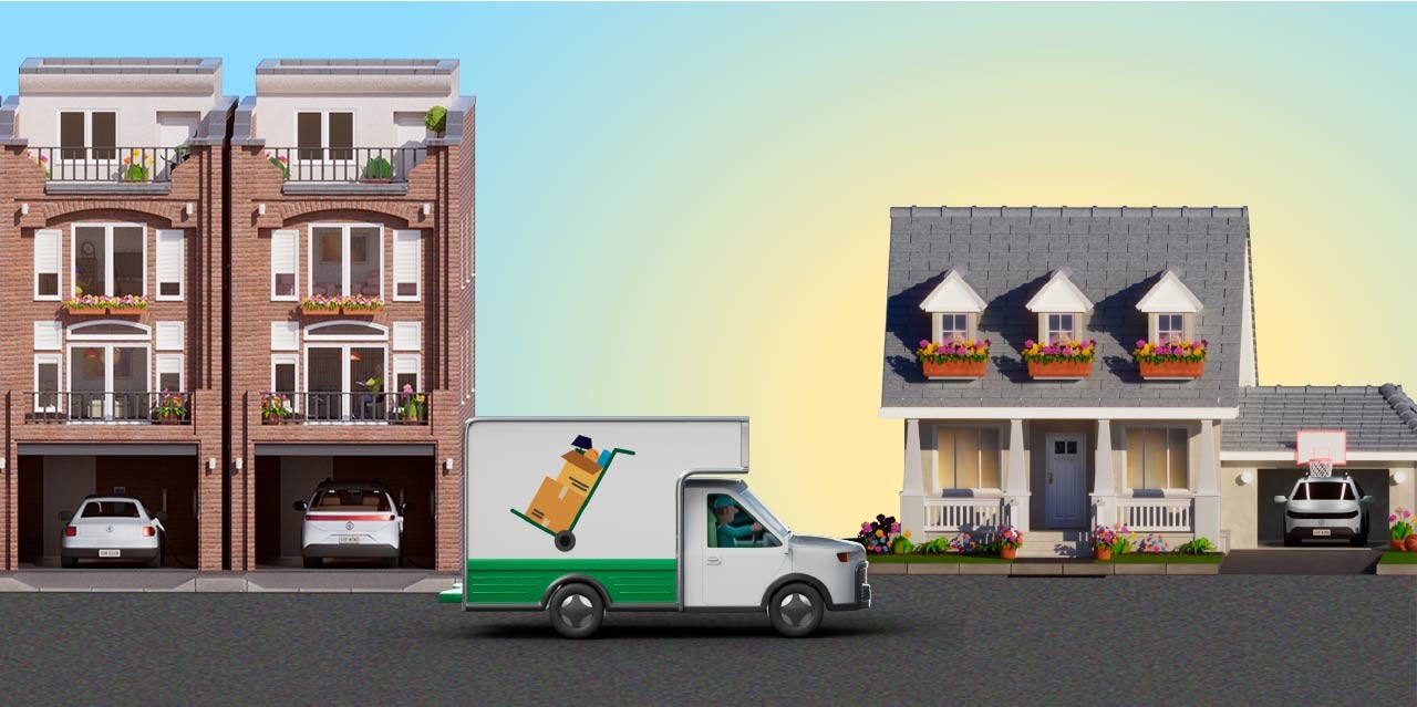 Moving houses and moving van