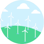 Graphic of wind turbines